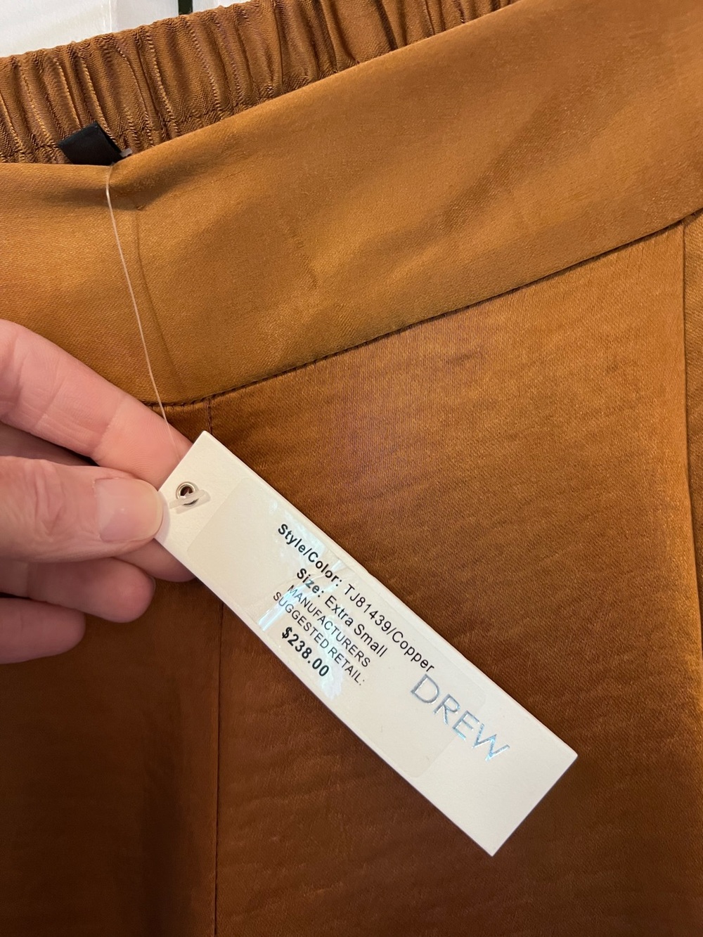 Anthropologie Drew Satin Eva Wide Leg Pant Copper Gold Brown NWT Size XS - Picture 11 of 14